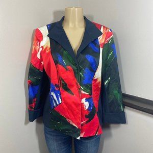 Lafayette 148 New York Abstract Colorful Blazer Jacket XL 14